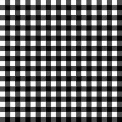 Wall Mural - Black and white gingham traditional fabric seamless pattern, vector