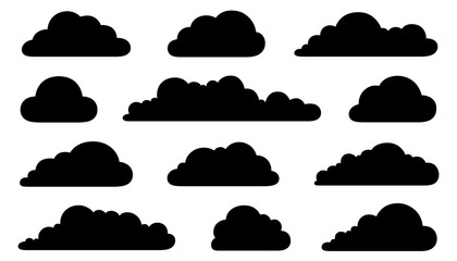 Wall Mural - Set of different clouds isolated on white