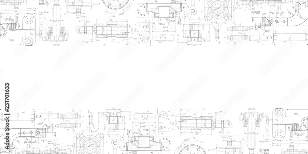 Mechanical Engineering drawing . Technical drawing background Stock ...