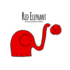 Wall Mural - Red elephant design