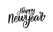 Vector illustration. Handwritten textured brush ink lettering of Happy New Year on white background