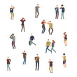 © MicroOne - Cartoon character people, women and men in dust mask isolated on white background. People male and female in mask. Vector illustration