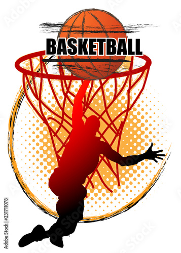 Basketball Player Is Jumping To Shoot The Ball On White Background Stock Vector Adobe Stock Basketball Player Is Jumping To Shoot The Ball On White Background Stock Vector Adobe Stock