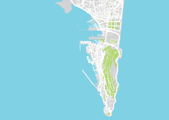 Urban vector city map of Gibraltar, Spain