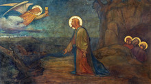 PRAGUE, CZECH REPUBLIC - OCTOBER 13, 2018: The Fresco Of Jesus In Gethsemane Garden In Church Kostel Svatého Václava By S. G. Rudl (1900).