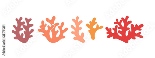 Coral logo. Isolated coral on white background. Set Poster Mural XXL