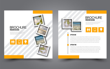 Wall Mural - Square flyer template. Simple brochure design. Poster for business, education, advertisement, banner, ad banner. Orange color. Vector illustration.