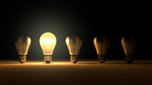 Light Bulbs Idea ,leadership, Success Concept,different Thinking