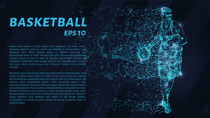 Wall Mural - Basketball blue points of light. Basketball player vector illustration.