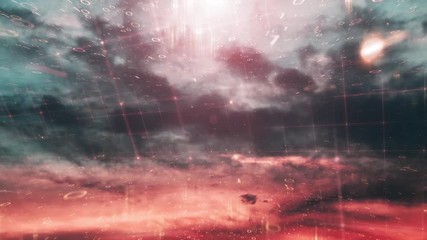 Artistic dramatic computer network cyberspace background with binary numbers.