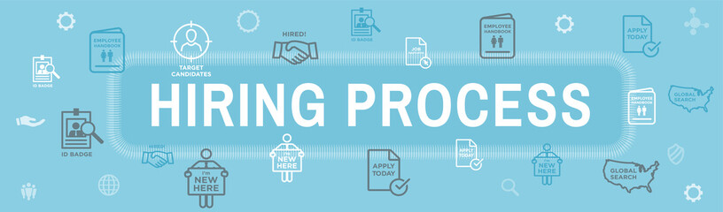 Wall Mural - New Employee Hiring Process icon set and Web Header Banner