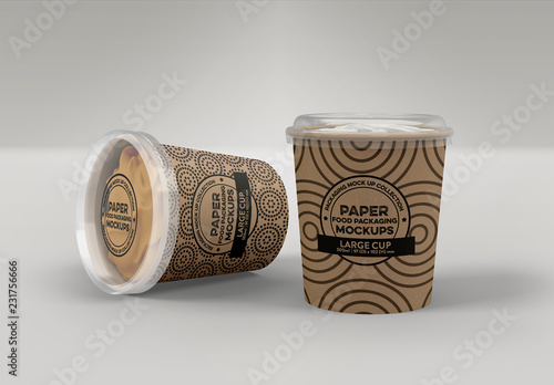 Download Paper Cups With Ice Cream Mockup Stock Template Adobe Stock