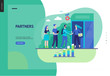 © grivina - Business series, color 3 - partners -modern flat vector illustration concept of people shaking their hands in the office entrance. Business workflow management. Creative landing page design template