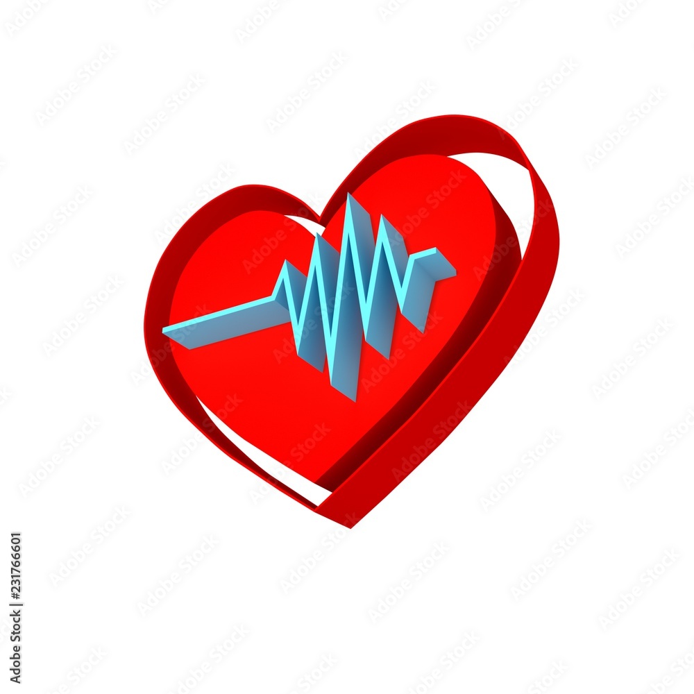 heart rhythm logo. pulse simbol - 3D render Stock Illustration | Adobe ...