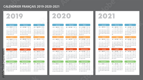 French Calendar 2019 2020 2021 Vector Template Buy This Stock Vector And Explore Similar Vectors At Adobe Stock Adobe Stock