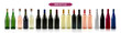 A large set of photo-realistic wine bottles on a white background with shadow and reflection. Mocap for advertising red, white and rose wine.