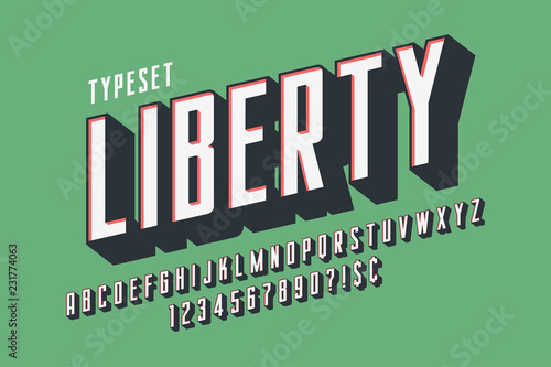 Fotografía Retro 3d display font design, alphabet, letters
