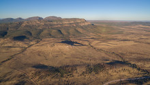Aerial Landscape View In The Late Afternoon Of The Southern Escarpment Of Wilpena Pound In The Flinders Ranges, South Australia.