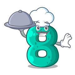 Poster - Chef with food number eight made with cartoon shaped