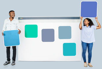 Wall Mural - people with web template icons