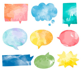 Wall Mural - Set of colorful watercolor speech bubbles vector