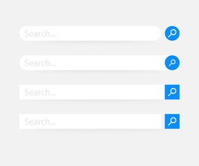Wall Mural - set search bar vector element design, set of search boxes ui template isolated on blue background. v