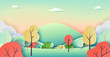 © Man As Thep - Nature landscape background paper art style with summer and autumn concept.Vector illustration.
