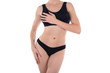 © junky_jess - Base black lingerie on cropped female body, isolated on white.