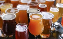 Craft Beer Tasting Flight, Draught Beer In Glass