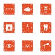 Phobia icons set. Grunge set of 9 phobia vector icons for web isolated on white background