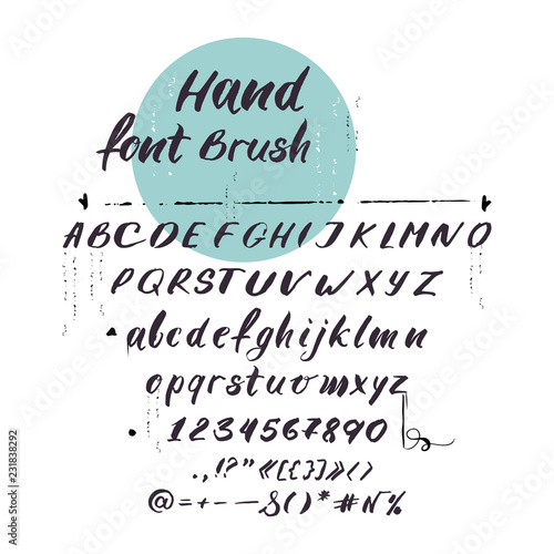 Vector latin alphabet - uppercase, lowercase letters, hand font concept. Blac...