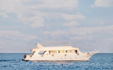 Modern yacht in the sea on tropical resort