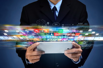 Canvas Print - internet multimedia broadband and multimedia data streaming