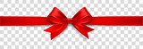 Fototapeta Na drzwi - Red Satin Bow Isolated on Background. Vector