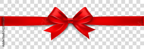 Fotomural Red Satin Bow Isolated on Background. Vector