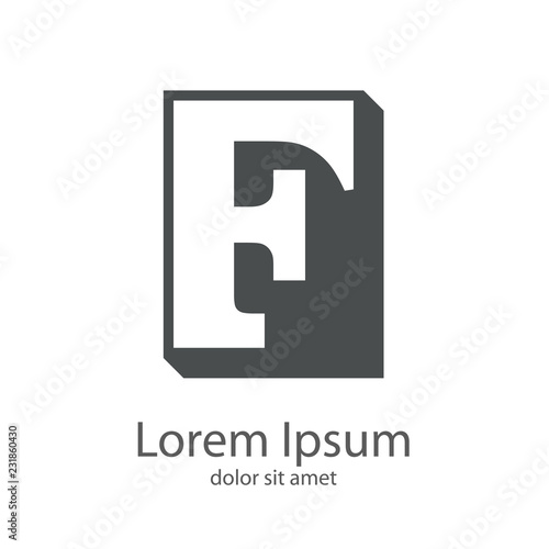 Logotipo Con Letra F En Espacio Negativo Sobre Fondo