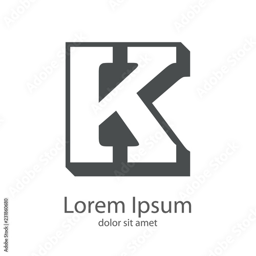 Logotipo Con Letra K En Espacio Negativo Sobre Fondo