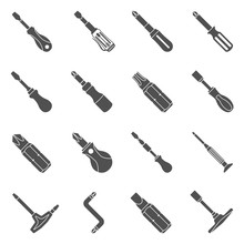 Black Icons - Sixteen Different Types Of Screwdrivers