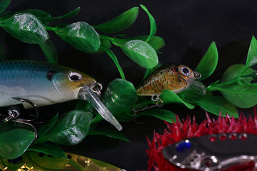 Wall Mural - Artificial lures made of metal and plastic with sharp hooks are ideal for fishing for predatory fish