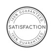 100% satisfaction guaranteed word on circle badge vector. Minimalist style, simple design, black and white color.