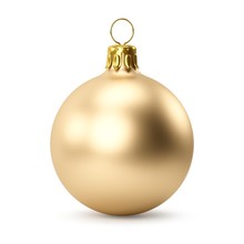3D Rendering Golden Christmas Ball On A White Background