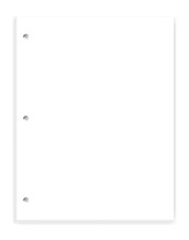 White Blank Hole Punched Paper Block For 3 Ring Binder, Vector Mockup
