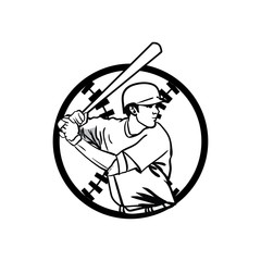 Baseball Player Illustration outline Vector