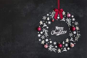 Wall Mural - christmas wreath flat lay