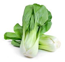 Fresh Pak Choi Cabbage Or Chinese Cabbage, Isolated On White Background. Fresh, Green Vegetable, Close-up Shot. Healthy Lifestyle Theme, Kitchen Scene.