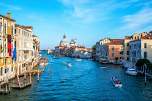 Europe. Italy. View Of The Grand Canal In Venice On A Sunny Summer Day