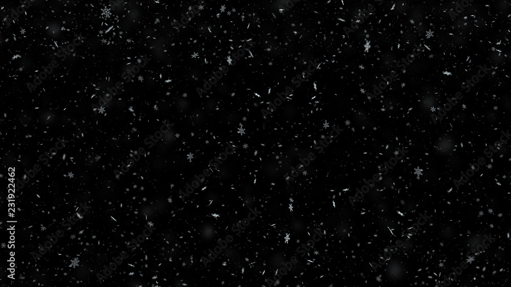© PixlMakr - Snowflakes falling on black background Snowflakes falling on black background