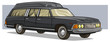 Cartoon black old long classic funeral hearse car