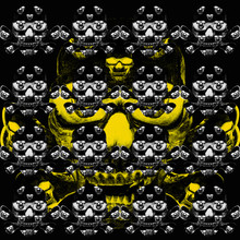 Yellow Skull On A Black Background.