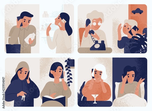 Collection Of People Talking On Mobile Phone Bundle Of Men - 